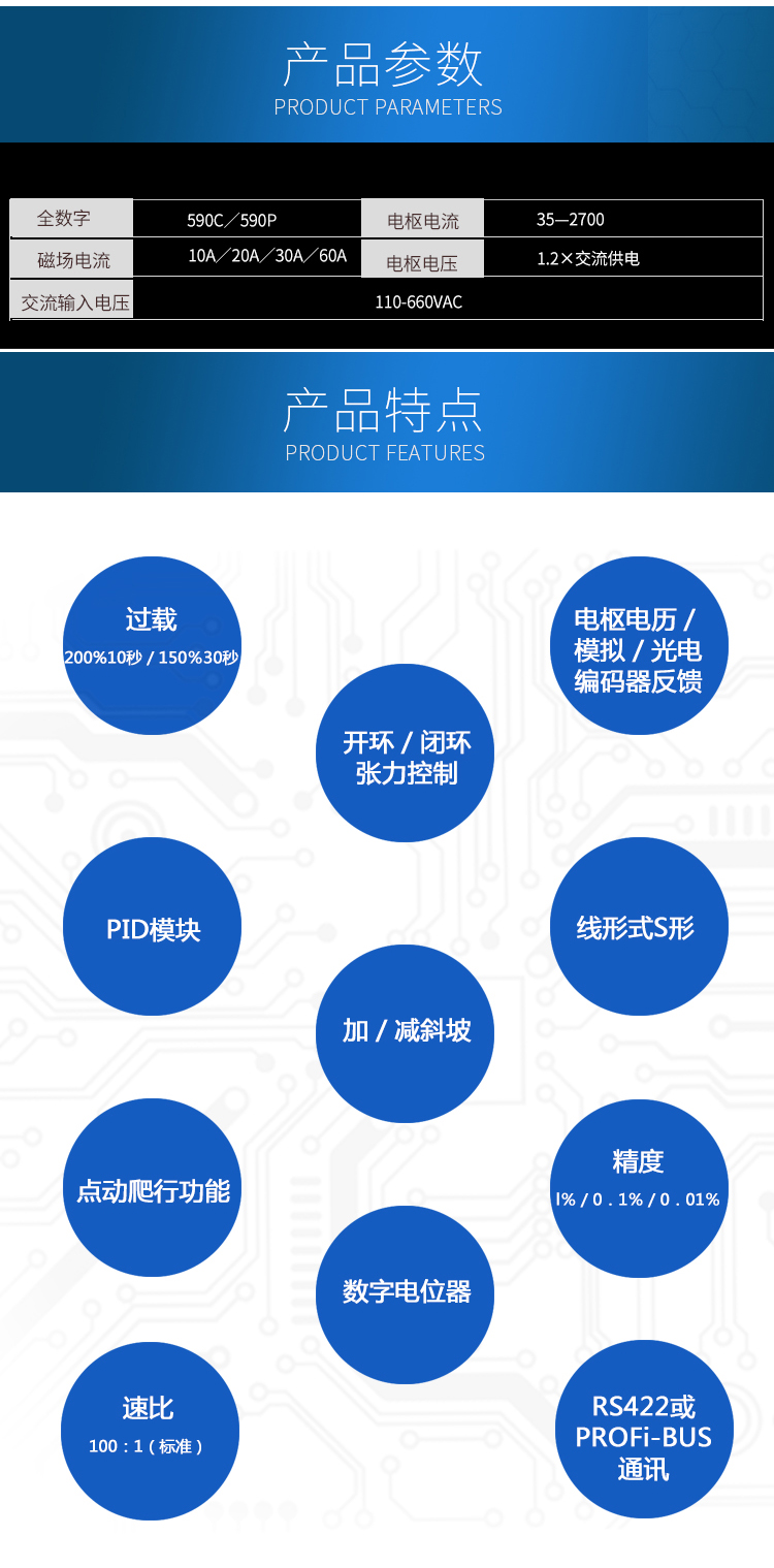 590直流調速器產品參數產品特點